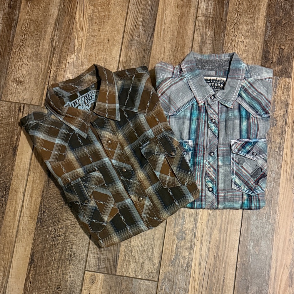 Plaid Button-Up Shirts Set - Southern Thread and BKE